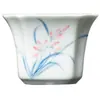 Taza Maestra de Cerámica Azul y Blanca Estilo Chino, Juego de Té Kung Fu para Uso Doméstico, con Diseños de Ciruelo, Orquídea, Bambú y Crisantemo, Taza de Té Cuadrada, Taza Individual