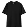 Camiseta de Algodão Puro Pesado 200g Manga Curta Cor Sólida Solta Tamanho Grande Top para Esportes ao Ar Livre Camiseta Unissex