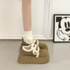 Sapatos de Algodão com Solado Grosso Aumentadores de Altura Tudo Incluído para Mulheres 2025 Inverno Novo Estilo Preppy Birkenstocks Birkenstocks com Velcro Quente Forrados com Lã