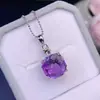Colgante de Amatista Pura Natural para Mujer Color Súper Genial Misterioso Morado de Ensueño 12*12 mm Alto Grado S925 Puro