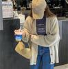 Cardigã de Tricô com Listras de Tricô Macio e Encerado de Dongdaemun da Coreia do Sul para Mulher Outono e Inverno Novo Estilo Roupa Exterior Estilo Preguiçoso Jaqueta Suéter Decote V