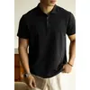 Camisa Polo Lisa de Manga Curta de Algodão Espacial de Alta Qualidade para Homens Verão 2026 Camiseta com Gola Polo Lisa de Negócios Homens