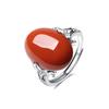 Anillo de plata vintage Xiangyun de fideos de huevo grandes plata esterlina S925 joyería de jade Hetian anillo de dedo índice simple para mujer ágata roja del sur