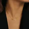 Collar Personalizado Grande de Clip de Papel Empalmado con Perlas de Imitación Accesorio de Moda Tendencia Regalo Navideño para Niñas