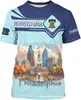 Camiseta Casual Redonda de Manga Curta Impressa em 3D com Designs Inovadores Representando Estados dos Estados Unidos, Top de Moda Unissex