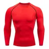 Camiseta de Manga Larga Ajustada para Hombre, Disponible en Stock, Transfronteriza, Adecuada para Entrenamiento de Baloncesto, Deportes, Fitness, Elástica, Secado Rápido, Transpirable, Top de Camiseta para Correr