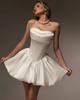 Vestido de Noiva Curto Europeu e Americano Sem Alças Leve, Pequeno Vestido para Sessão de Fotos de Casamento, Fotografia de Viagem, Vestido Elegante Branco Marfim para Mulheres