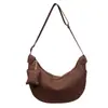 Bolso de Mano de Moda de Estilo Coreano, Rayas, Tipo Dumpling, para Mujer, Gran Capacidad, Bolso Casual para el Día a Día, Bolso Cruzado de Hombro para Estudiantes