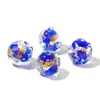 Hanyuyuan 10mm Polvo Dorado Irregular Lámina Triturada Piedra Pequeña Cuentas Redondas de Vidrio para Pulsera DIY Cuentas para Hilo con Agujero Accesorios
