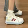 Zapatillas de Malla Transpirables con Cordones para Otoño para Mujer 2025 Nuevos Zapatos Blancos de Suela Gruesa Casual Versátiles Superficie de Nicho