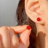 Aretes de Plata Esterlina 999 Moda para Mujer Joyería de Temperamento Temperamento Aretes Rojos Shambhala Plata de Pie Durmiendo sin Orejas
