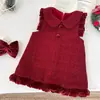 Vestido Chaleco Grueso Cálido con Forro de Terciopelo para Niñas con Cuello Grande y Adorno de Volantes, Nuevo Vestido de Princesa sin Mangas de Invierno