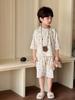 Traje de Verano Fino de Siete Puntos Estilo Coreano 25 Ropa para Aire Acondicionado para Niños Pijamas para Niños y Niñas Ropa para el Hogar Clase A Estampado para Niños