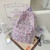 Mochila Casual de Cuadros Estilo Japonés para Mujer, Versión Coreana, Estilo Universitario, Mochila Escolar para Estudiantes de Secundaria y Preparatoria, Mochila de Lona de Gran Capacidad