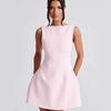Vestido Verano Mujer Nuevo de Gama Alta Cintura de Forma de Pera Corto Elegante Dulce Citas Simple Sin Mangas Falda para Hombres Bajos