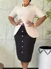 D3359 Amazon Comercio Exterior Transfronterizo Nuevo Estilo Elegante y Moderno Cuello Redondo Manga de Tres Cuartos Patchwork Vestido Ajustado al Cuerpo
