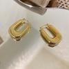 Brincos de latão banhados a ouro, design elegante, fivela de orelha de metal trançado em forma de U, fio geométrico, brincos franceses