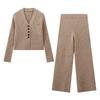 Casual de un solo botón al por mayor manga larga otoño pantalones nuevo top color sólido rayas verticales traje para mujer cuello en V AliExpress