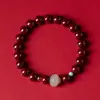 Pulseira de Cinábrio Dragão Benmingnian Pulseira de Jade Hetian Presentes para Homens e Mulheres