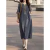 Vestido Bordado de Lujo con Acabado de Alta Gama, Versátil Talla Grande Nuevo Estilo, Adelgazante Verano Retro Holgado Vestido para Mujer 2025