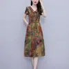 Vestido de Seda Imitación Xiangyun para Madres, Ropa de Verano, Marca de Alta Gama, Estilo Elegante para Mediana Edad y Mayores, Vestido Estampado con Estilo, Tendencia al por Mayor