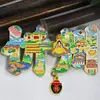 [Shanxi] Hengshan Datong Pingyao Ciudad Sello Versión de Fuente con Forma de Abanico Imán de Refrigerador de Madera Souvenirs Culturales y Creativos