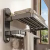 Estante para toallas sin taladro, estante de almacenamiento para baño, portatoallas de baño, estante de pared para inodoro, estante de pared integrado para inodoro