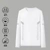 Camiseta de manga larga para hombre, de corte holgado y oversized, perfecta como capa base para el otoño, con estampados de moda y colores lisos, versátil y elegante