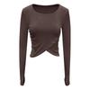 Roupa de Yoga para Mulheres 2026 Outono e Inverno Novo Estilo Camiseta de Tricô Cruzada Manga Longa Roupa Esportiva Treinamento ao Ar Livre Roupa Fitness Top