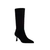 Botines Nuevos de Punta Otoño/Invierno 2025 para Mujer, Tacón de Aguja, Botines de Gamuza a Media Pantorrilla, Botas Elásticas Adelgazantes de Tacón Alto, Botas Martin