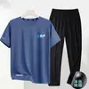 [Conjunto de Duas Peças] Camiseta Esportiva Masculina 2025 Verão Sensação de Gelo Gola Redonda Top Versátil para Corrida Camiseta de Secagem Rápida