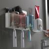 Estante para cepillos de dientes, sin perforaciones, para enjuague bucal, para inodoro, montado en la pared, eléctrico, para pasta de dientes y cepillos de dientes.