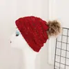 Chapéu de tricô com ponto de bolinha inverno quente bola de lã boné de lã boné monocromático atacado chapéu de curling ao ar livre