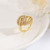 Nuevo anillo geométrico de moda con hojas de circonio, apertura ligera, diseño de lujo, anillo de dedo elegante y combinable para mujer, venta al por mayor