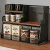 Estante Organizador de Escritorio Estante para Bolsitas de Té Almacenamiento de Café Soporte para Tazas de Agua Estante para Bocadillos de Escritorio Estante de Almacenamiento Compartimentado