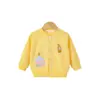 Cárdigan amarillo de dibujos animados unisex para primavera y otoño, chaqueta para bebé e infante con bordado de casita, top fino elegante de botones frontales