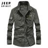 Camisa de Manga Larga para Hombre JEEP SPIRIT Primavera y Otoño Top de Moda para Hombre Estilo Workwear Multibolsillos Camisa Multibolsillos 2597