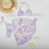 Biquíni Europeu e Americano Estampado 2025 Conjunto de Três Peças Cruzado Fronteira Lazada Saia Envelope Conjunto de Duas Peças Sexy Roupa de Banho Biquíni de Férias
