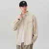 Camisa retro britânica 2026 primavera e outono nova masculina design solto respirável camisa de manga comprida jaqueta fina