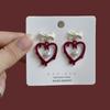 Aretes Largos de Terciopelo Rojo de Año Nuevo para Mujer 2026 Estilo Caliente Versátiles para Compromiso Boda Accesorios de Año Nuevo