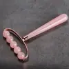 Rodillo Masajeador Facial de Cristal Rosa, Bola Rodante de Resina No de Jade, Palo de Masaje para Lifting y Firmeza de Ojos y Rostro