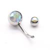 Adornos para el ombligo transfronterizos cabeza plana taladro adhesivo anillo para el ombligo de acero inoxidable adornos para perforaciones corporales incrustación de diamantes de imitación de colores clavo para el ombligo