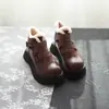 Botas de Nieve de Cuero para Mujer 2026 Estilo Nuevo Invierno Más Terciopelo Cálidas Botas Cortas Piel Zapatos de Mujer Feos Lindos Cabeza Grande Zapatos de Algodón para Mujer