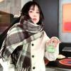 Cachecol Outono e Inverno para Mulheres, Cachecol de Faux Cashmere de Inverno, Cachecol Atmosférico Estilo Coreano, Cachecol Quente Xadrez, Sensação de Luxo Leve e de Alta Qualidade
