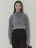 Outono e Inverno Simples Gola Alta Tricô Bottoming Solto Espessado Branco Elegante Quente Tricô Top Interno para Mulheres