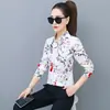 Lapela feminina de peito único casual flor de ameixa camisa de manga comprida elegante pele amigável respirável camisa multi-cor opcional