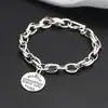 Joyería de Plata de Ley s925 al por Mayor Pulsera de Letras Estilo Coreano Retro Personalizada Cadena de Plata para Muñeca de Hombres y Mujeres de Moda