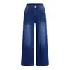 Moda Femenina Europea y Americana Nueva Transfronteriza 2026 Jeans Anchos Lavados Vintage de Cintura Alta Sueltos para Mujer