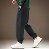 Calça moletom de tricô retrô americana de alta qualidade para homens, novo modelo outono 2026, cintura elástica, punhos, modelagem solta, calça casual esportiva