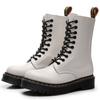 Botas de Herramienta 1490 para Mujer de 10 Agujeros Suela Gruesa Botas Cortas de Pareja Botas de Cuero Genuino para Hombre y Mujer Punta Redonda Moda Europea y Americana Zapatos de Automovilismo